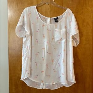 Torrid Flamingo Top Abbey Georgette Button Back Blouse Lightweight Size 1